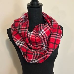 Handmade Plaid Flannel Infinity Scarf Pink Winter Festive Holiday Gifts under 20